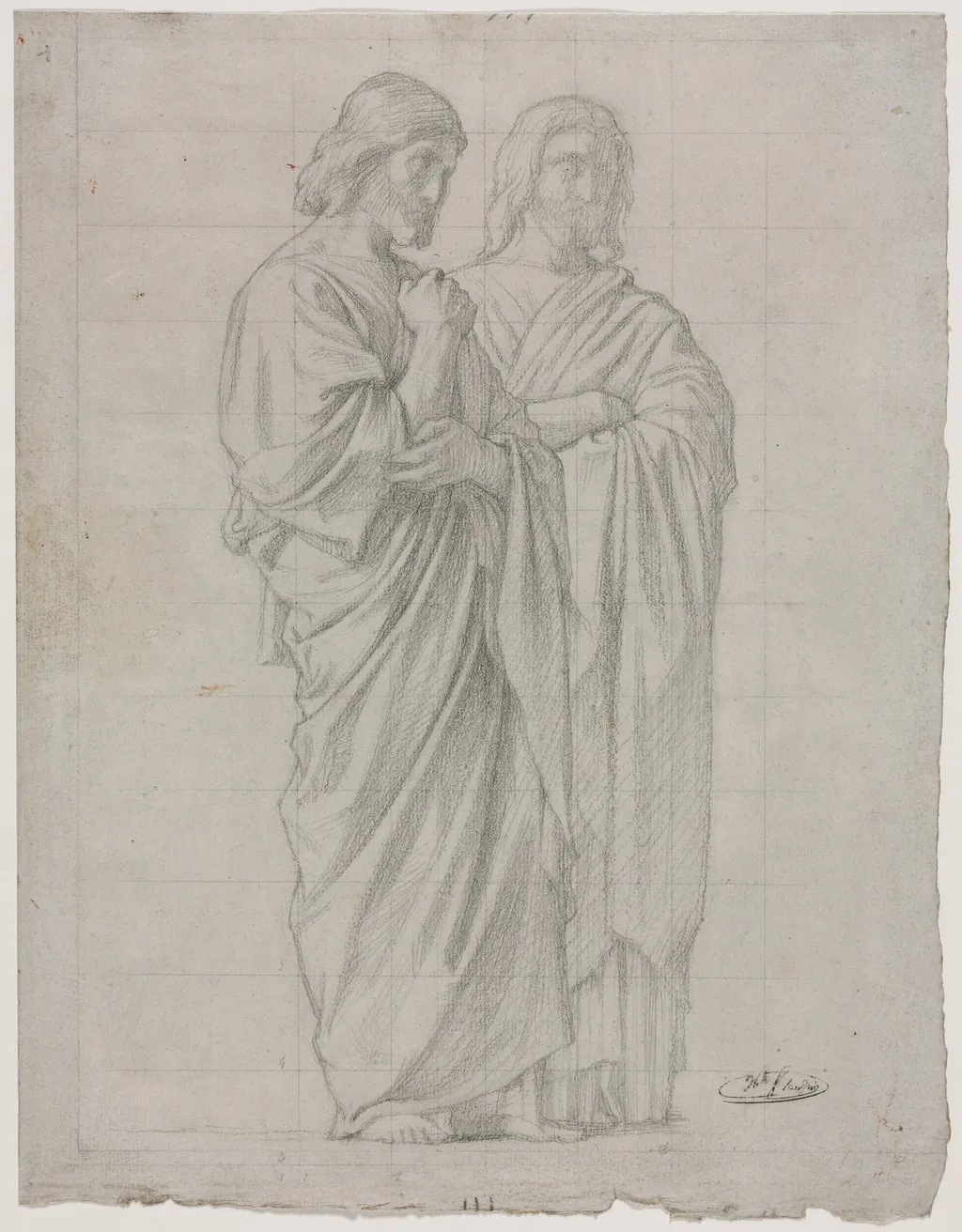 Two Standing Figures (Study for the Left Section of The Mission of the Apostles), by Hippolyte Flandrin, 1860