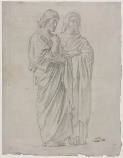 Two Standing Figures (Study for the Left Section of The Mission of the Apostles), by Hippolyte Flandrin