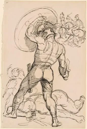 An Ancient Roman Warrior in Battle, by Hippolyte Lalaisse