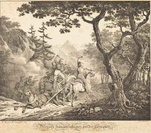 Wounded French Attacked by a Cosack, by Hippolyte Lecomte
