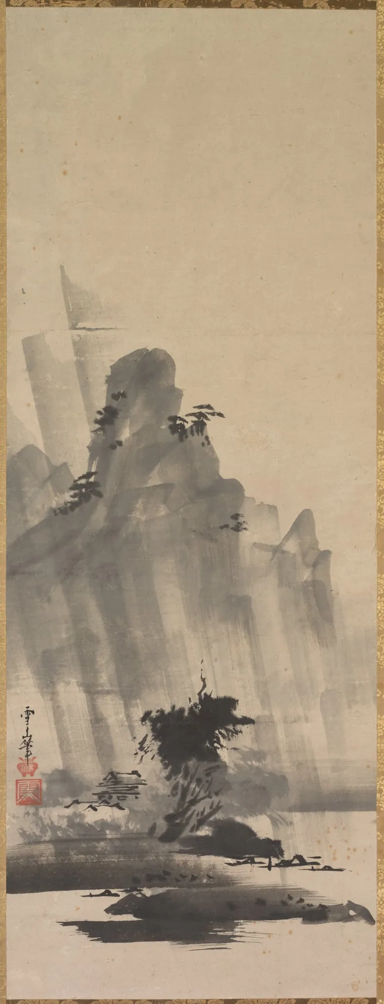 Mountain and River in Storm, by Hirowatari Setsuzan, unspecified, 1604