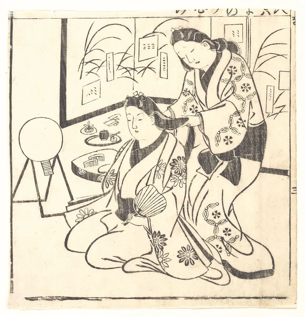 Untitled, by Hishikawa Moronobu 菱川師宣, ink, 1660