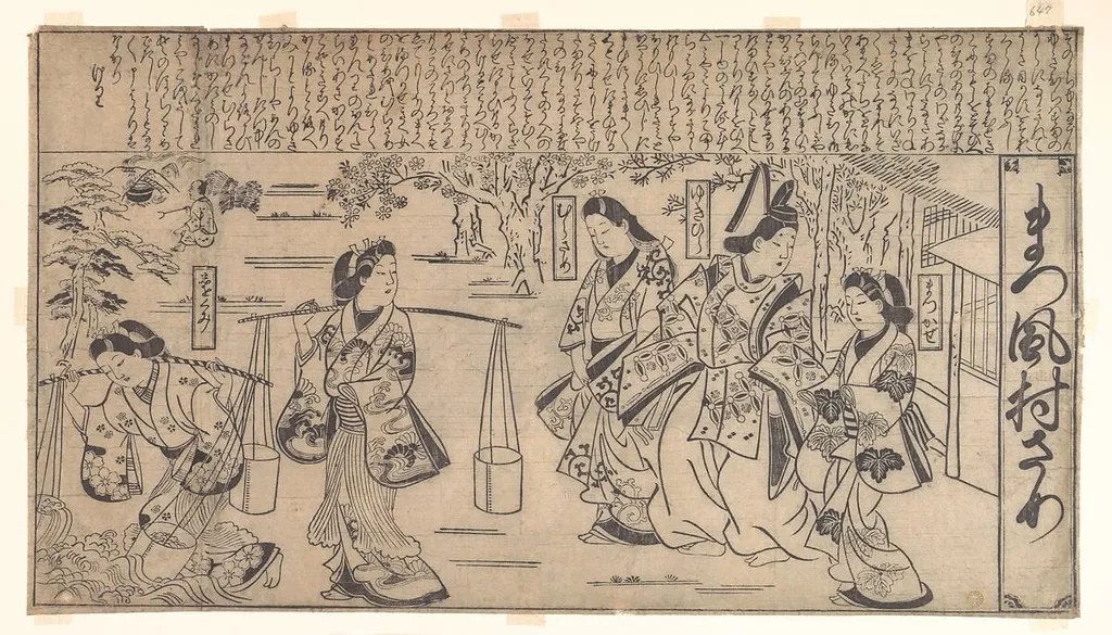 Untitled, by Hishikawa Moronobu 菱川師宣, ink, 1678