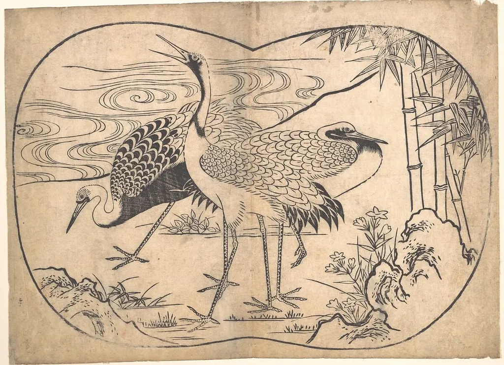 Untitled, by Hishikawa Moronobu 菱川師宣, ink, 1742