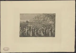 History print: congregation in the desert