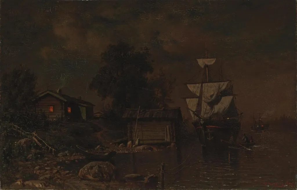 Laivoja kuutamossa, by Hjalmar Munsterhjelm, unspecified