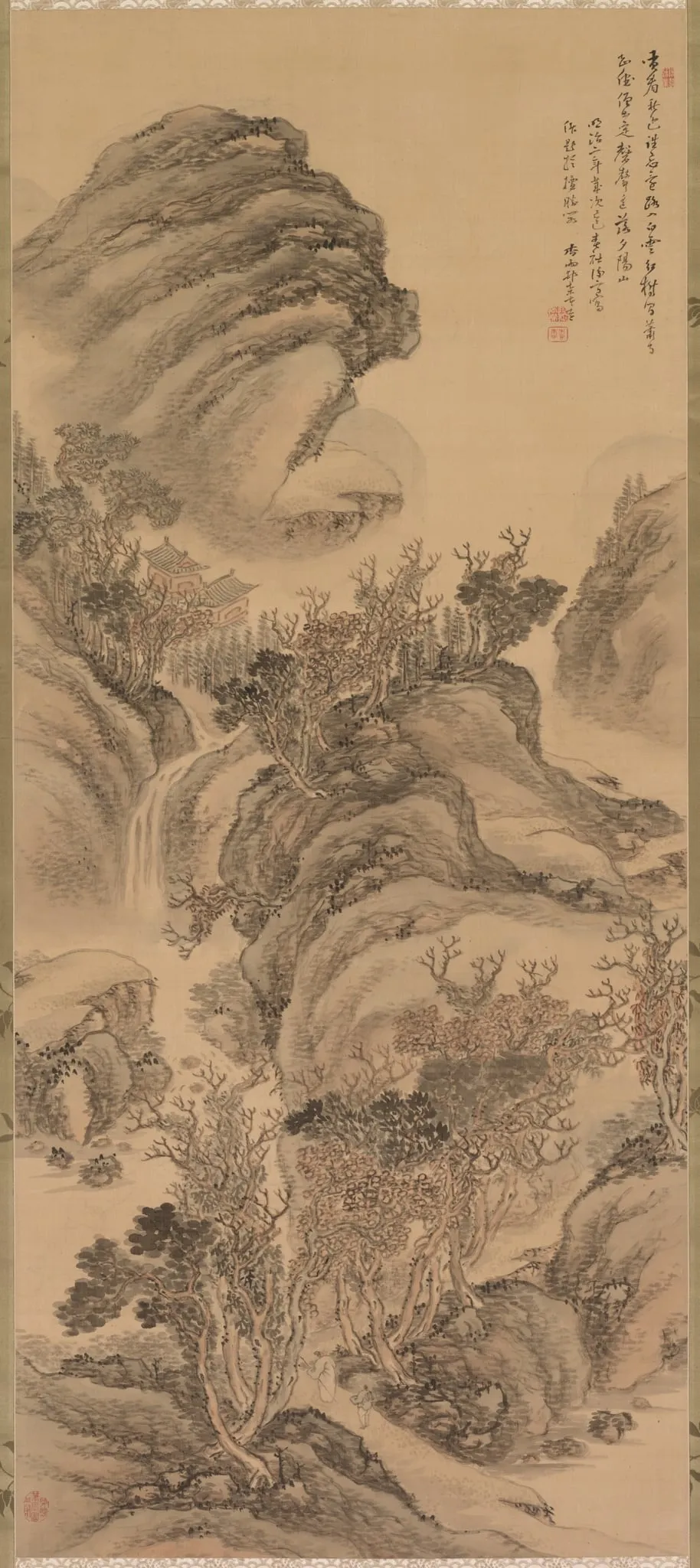 Sunset over Autumn Mountains, by Hoashi Kyōu, unspecified, 1869