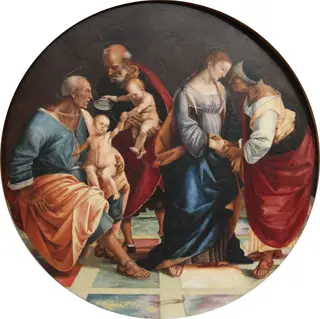 Holy family with saints Zachary, Elizabeth and little John