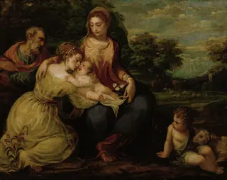 Holy Family with St Catharine and Young John the Baptist, by Andrea Schiavone