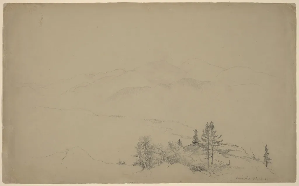 Raven Hill, by Homer Dodge Martin, graphite, 1868