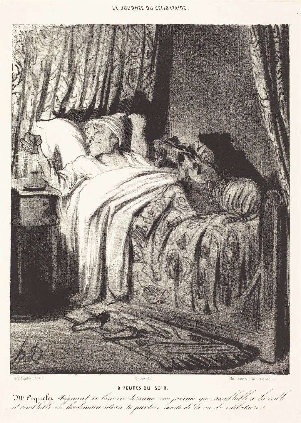 9 heures du soir, by Honoré Daumier, crayon, 1839