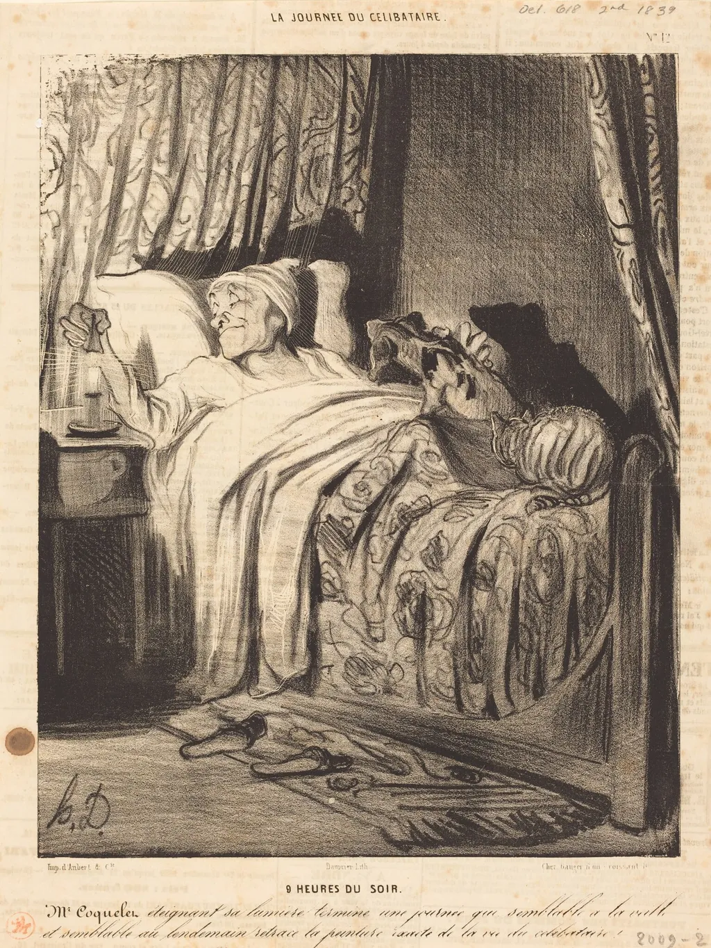 9 heures du soir, by Honoré Daumier, ink, 1839