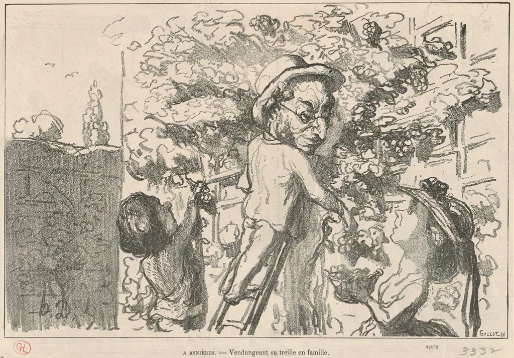 A asnières, by Honoré Daumier, ink, 1864