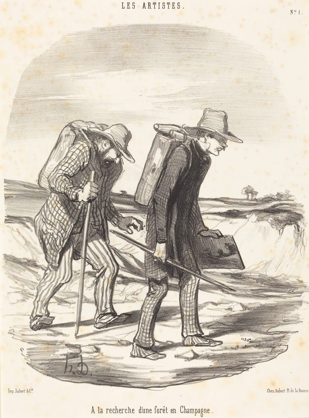 A la recherche d'une forêt en Champagne (In Search of a Forest in Champagne), by Honoré Daumier, ink, 1847