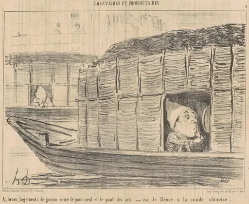 A louer, logements de garçon entre le ..., by Honoré Daumier