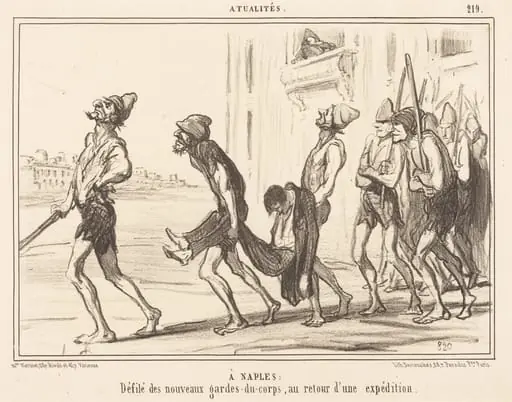 A Naples: Défilé des... gardes-du-corps..., by Honoré Daumier