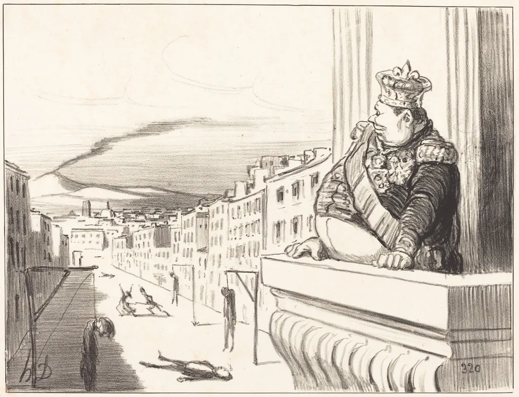 A Naples - Le meilleur des rois... (2nd plate), by Honoré Daumier, ink, 1851