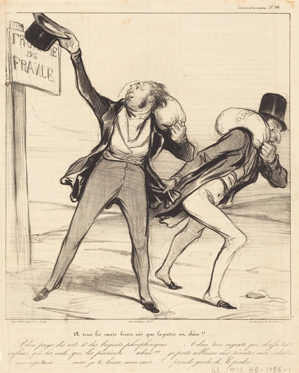 A tous les coeurs bien nés que la patrie est chère!!!, by Honoré Daumier, ink, 1838