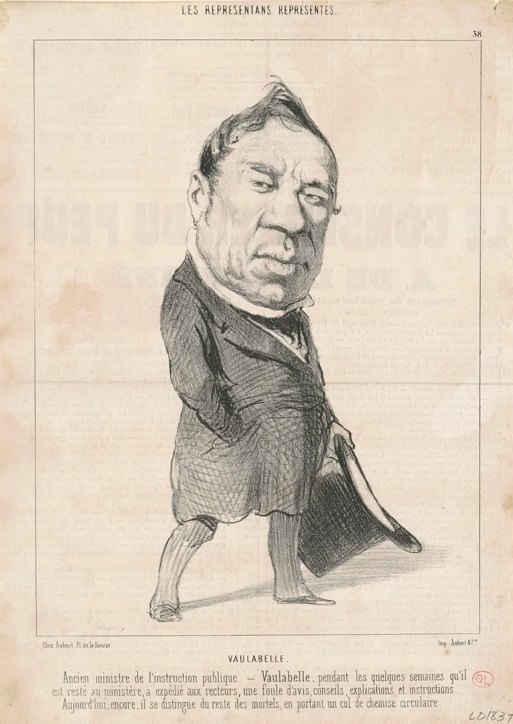 Achille Tenaille de Vaulabelle, by Honoré Daumier, ink, 1849