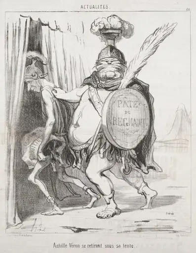 Achilles Véron withdrawing into his tent., by Honoré Daumier