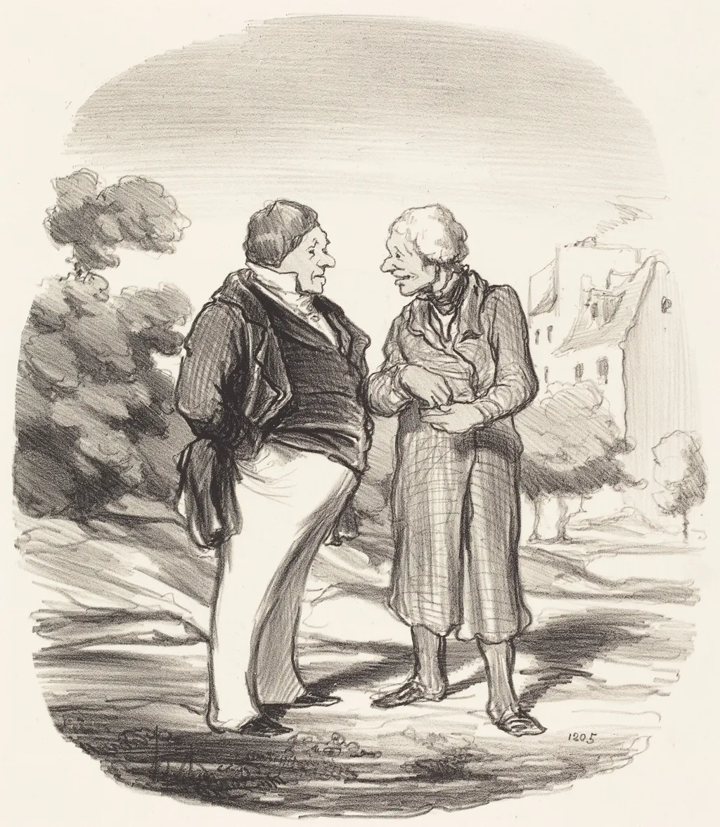 Actionnaires Californiens, by Honoré Daumier, ink, 1850