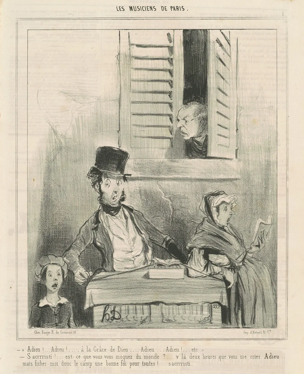 Adieu! ... A la grâce de dieu ..., by Honoré Daumier, ink, 1841