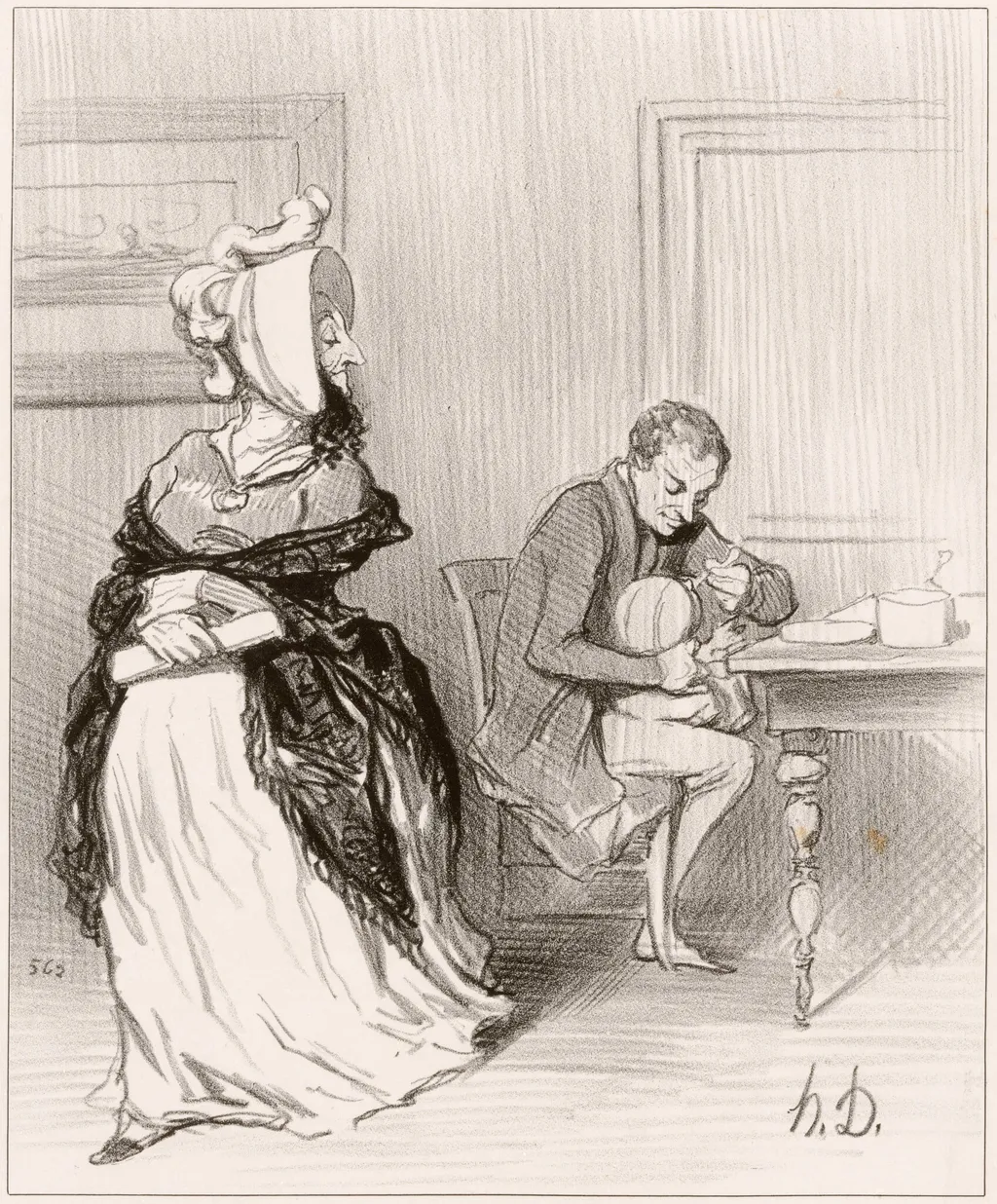 Adieu, mon cher, je vais chez mes éditeurs..., by Honoré Daumier, ink, 1844