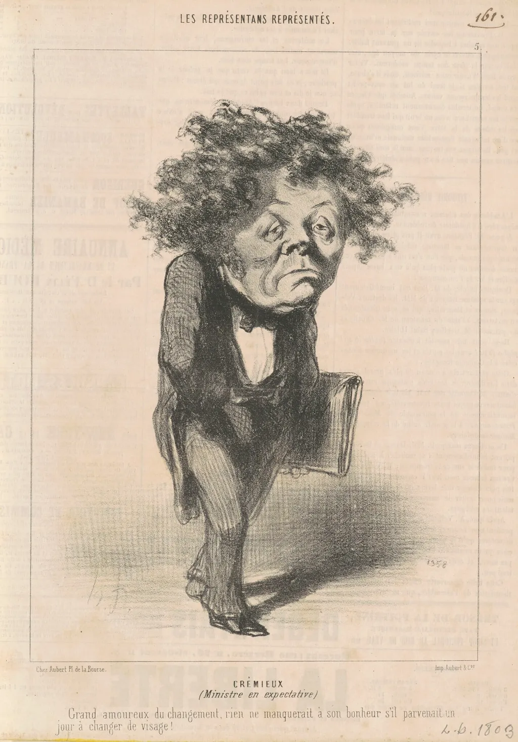 Adolphe Crémieux, by Honoré Daumier, ink, 1848