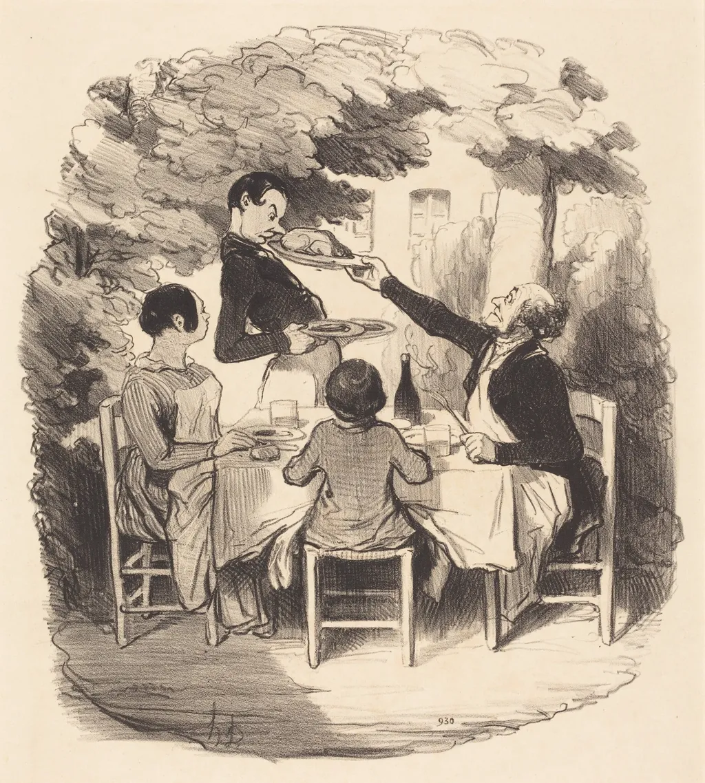 Ah! il est frais... mais t'nez donc garçon..., by Honoré Daumier, ink, 1846