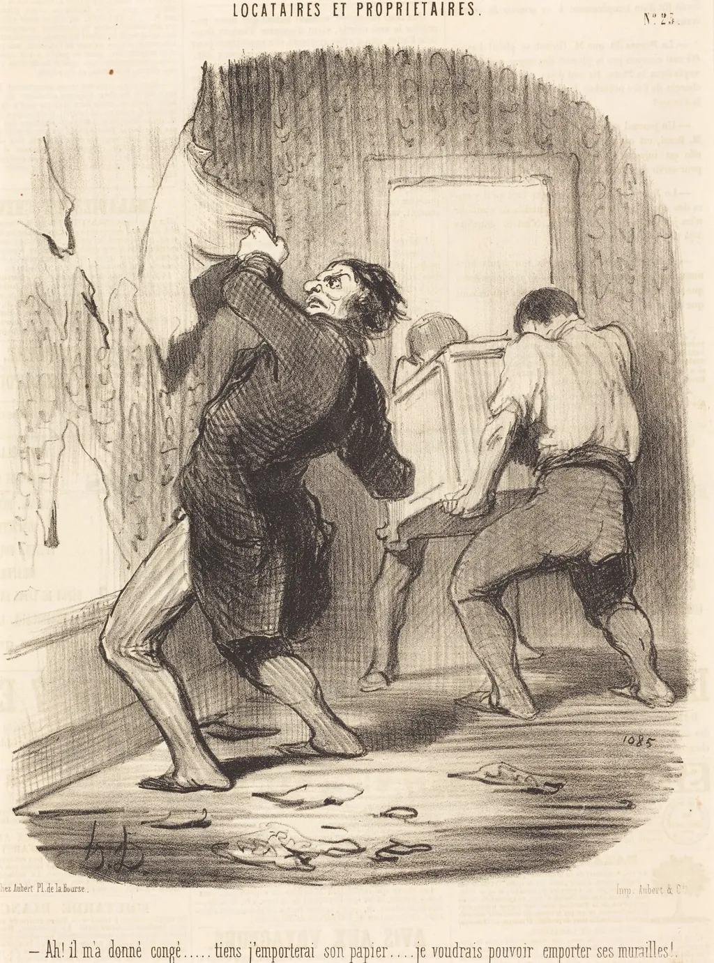Ah! il m'a donné congé..., by Honoré Daumier, ink, 1847