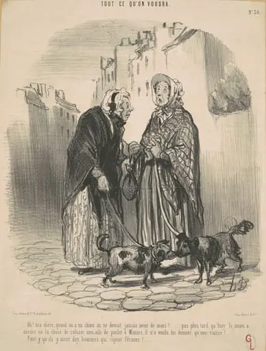 Ah! Ma chère, quand on a un chien ..., by Honoré Daumier