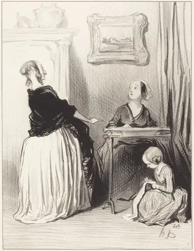 Ah!... quelle singulière éducation vous donnez a votre fille?..., by Honoré Daumier