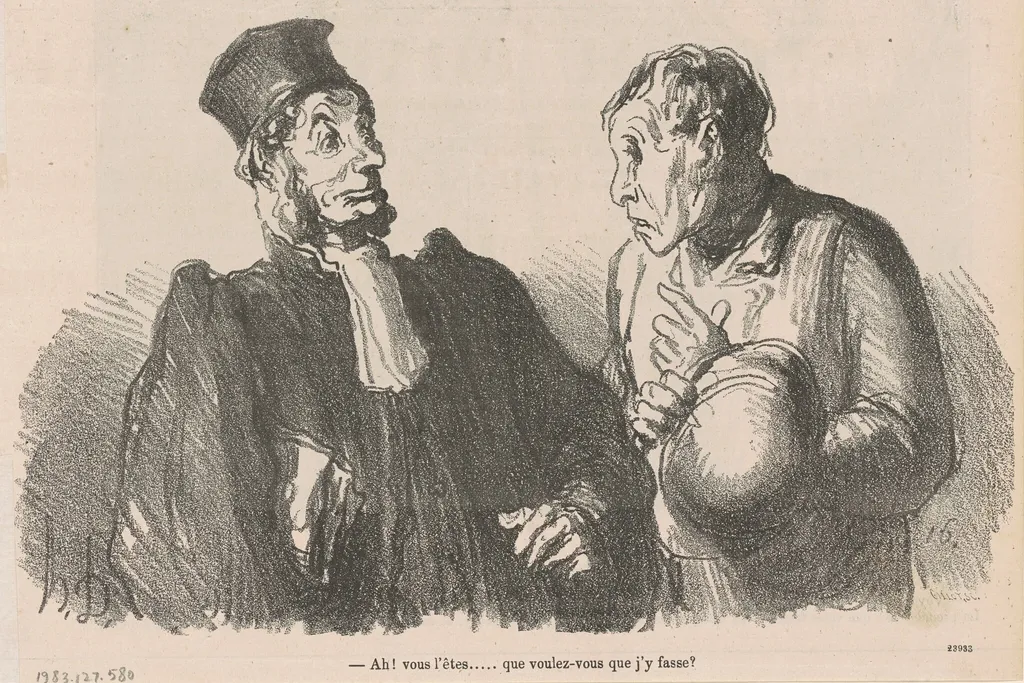Ah! Vous l'êtes ... que voulez-vous que ..., by Honoré Daumier, ink, 1866
