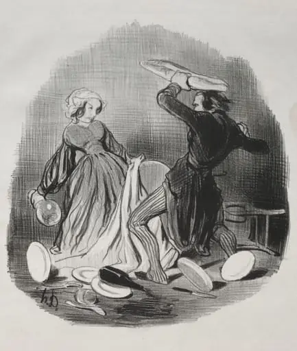 Ah! You Think Your Wife Does Not Provide Enough for You, Villain. . . ., by Honoré Daumier