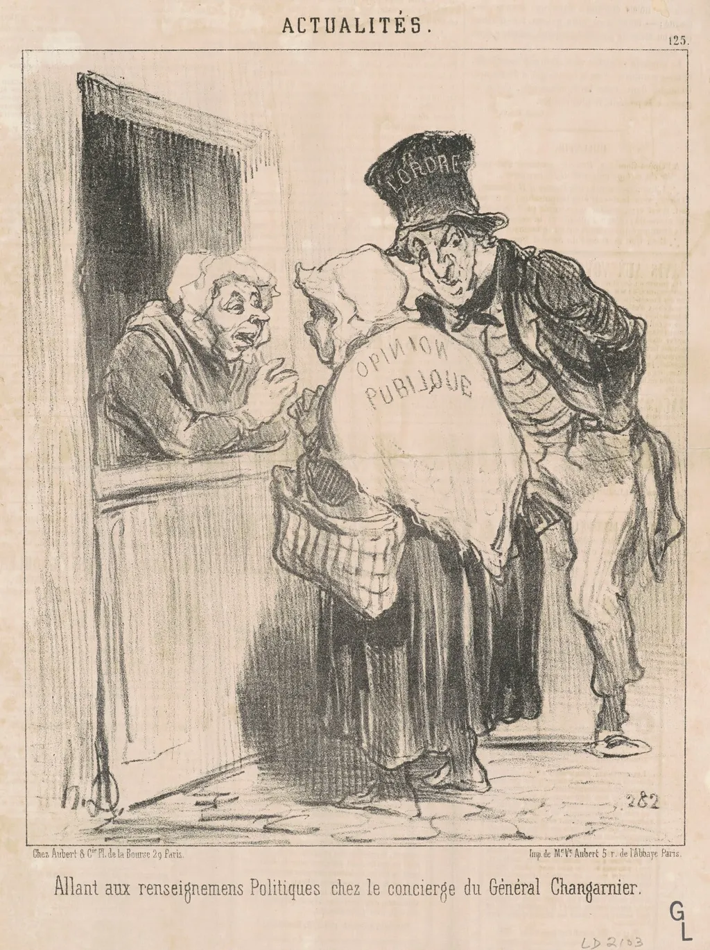 Allant aux renseignements politiques ..., by Honoré Daumier, ink, 1851