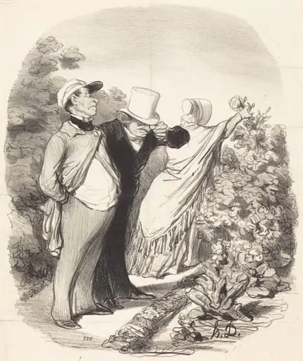 Allons bon!... voila que'elle me cueille une rose..., by Honoré Daumier