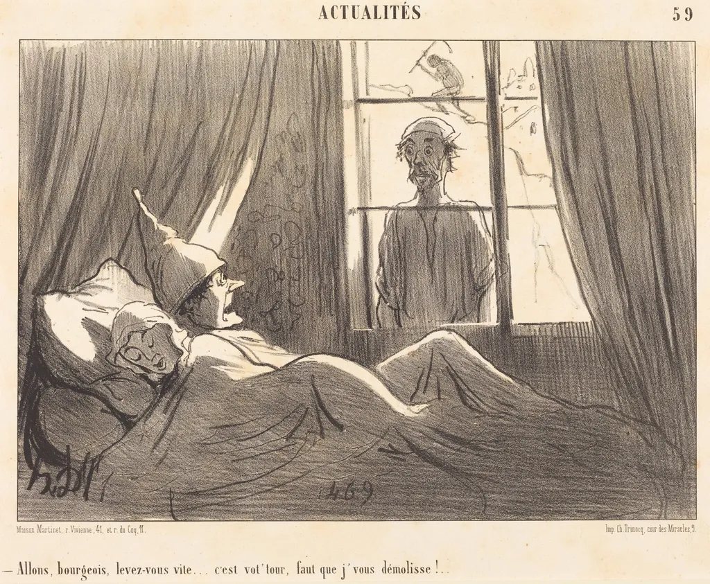 Allons bourgeois, levez-vous vite..., by Honoré Daumier, ink, 1852