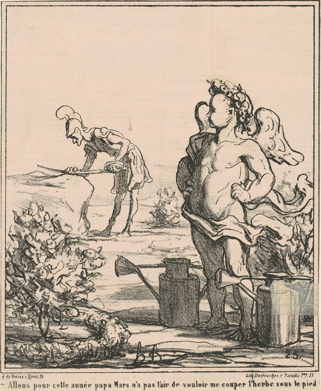 Allons pour année papa mars ..., by Honoré Daumier, ink, 1868
