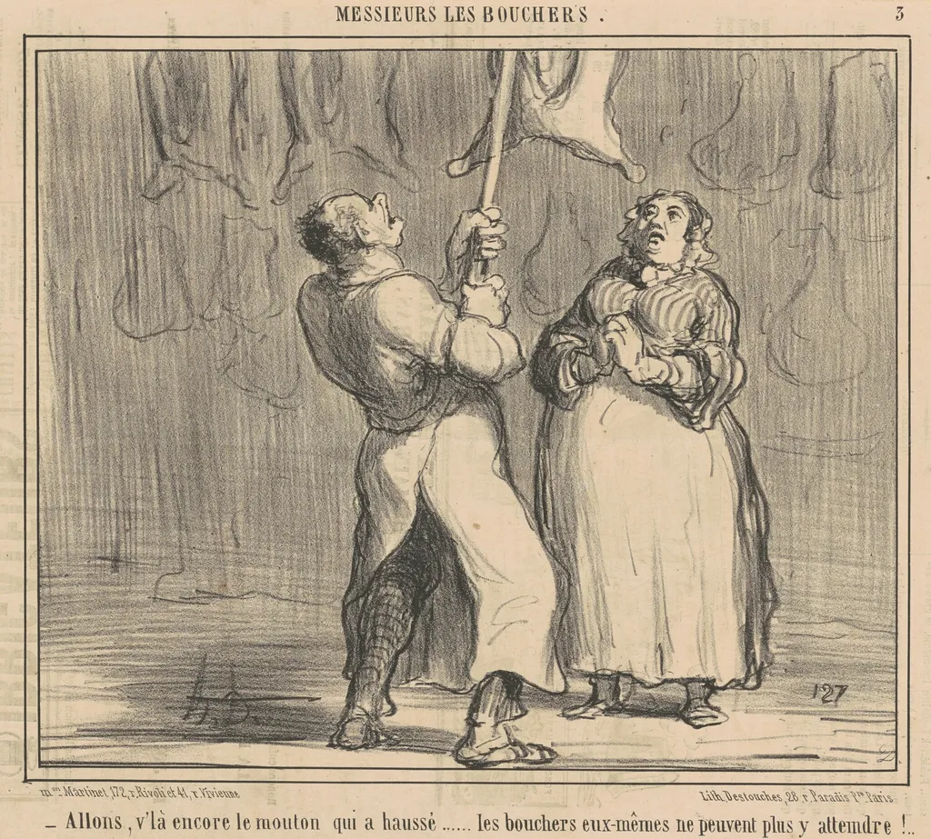 Allons, v'la encore le mouton qui a haussé, by Honoré Daumier, ink, 1858