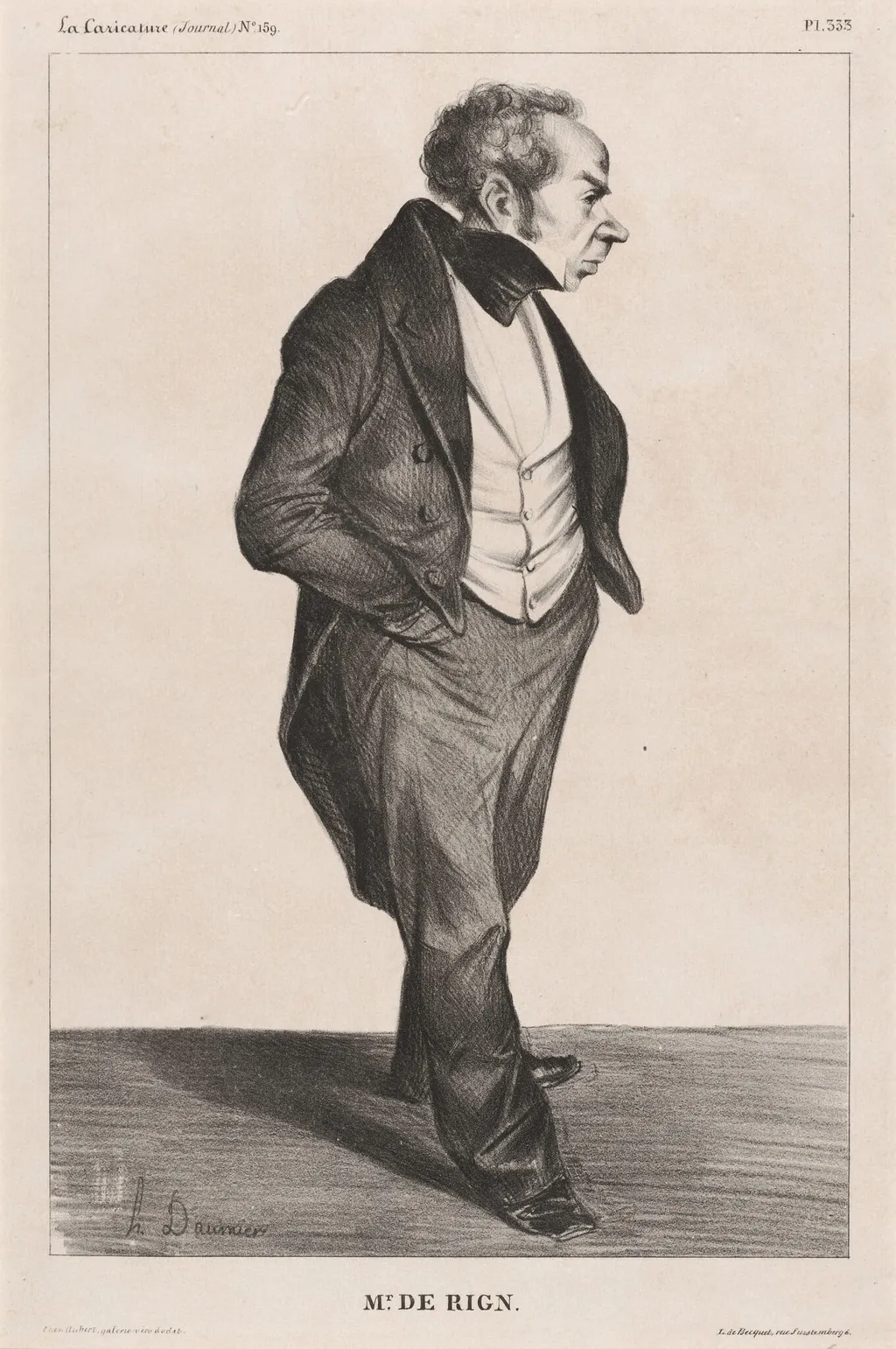 Amiral de Rigny, by Honoré Daumier, ink, 1833