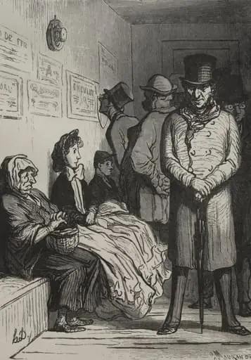 An Omnibus Waiting Room, by Honoré Daumier