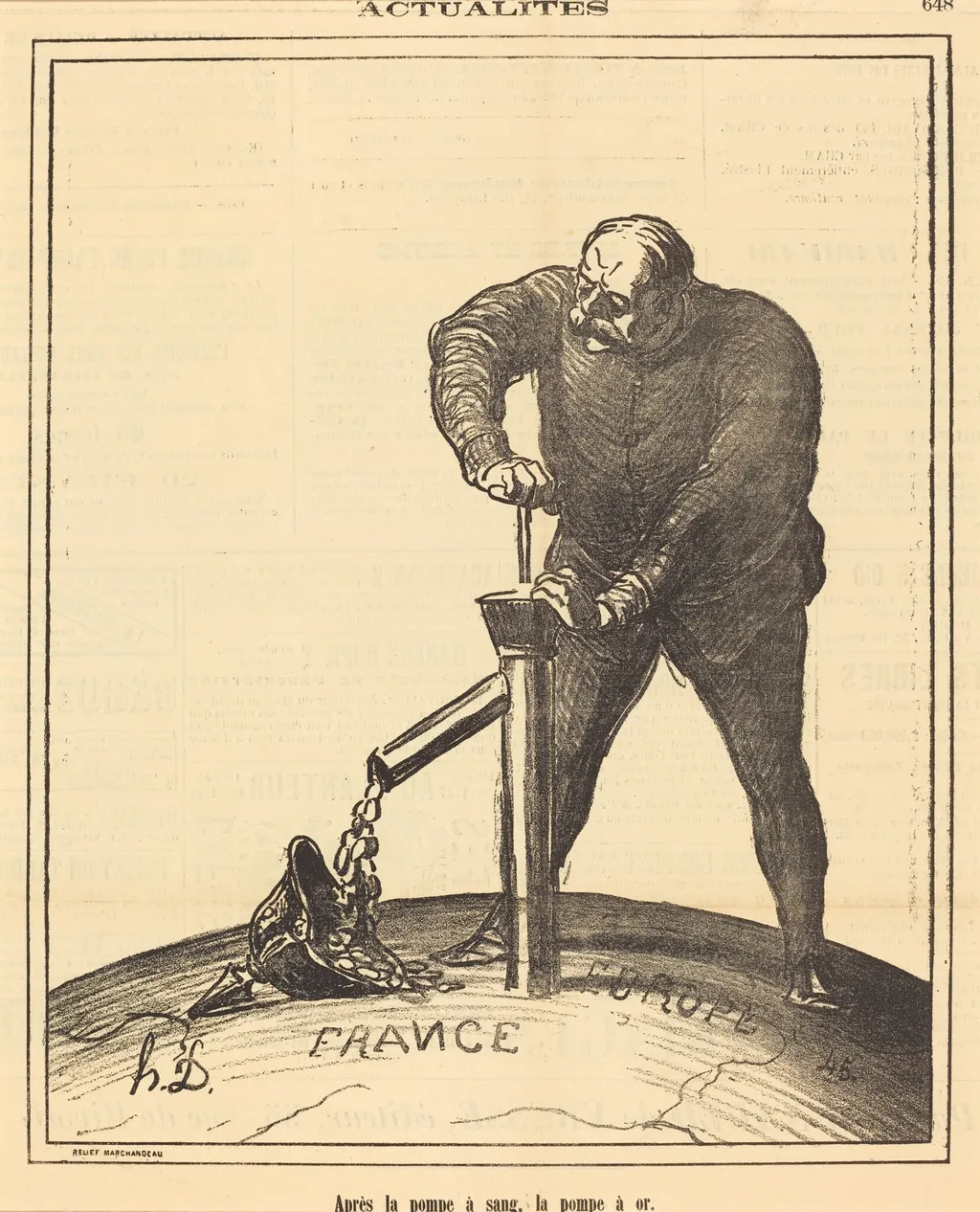 Après la pompe a sang, la pompe à or, by Honoré Daumier, 1871