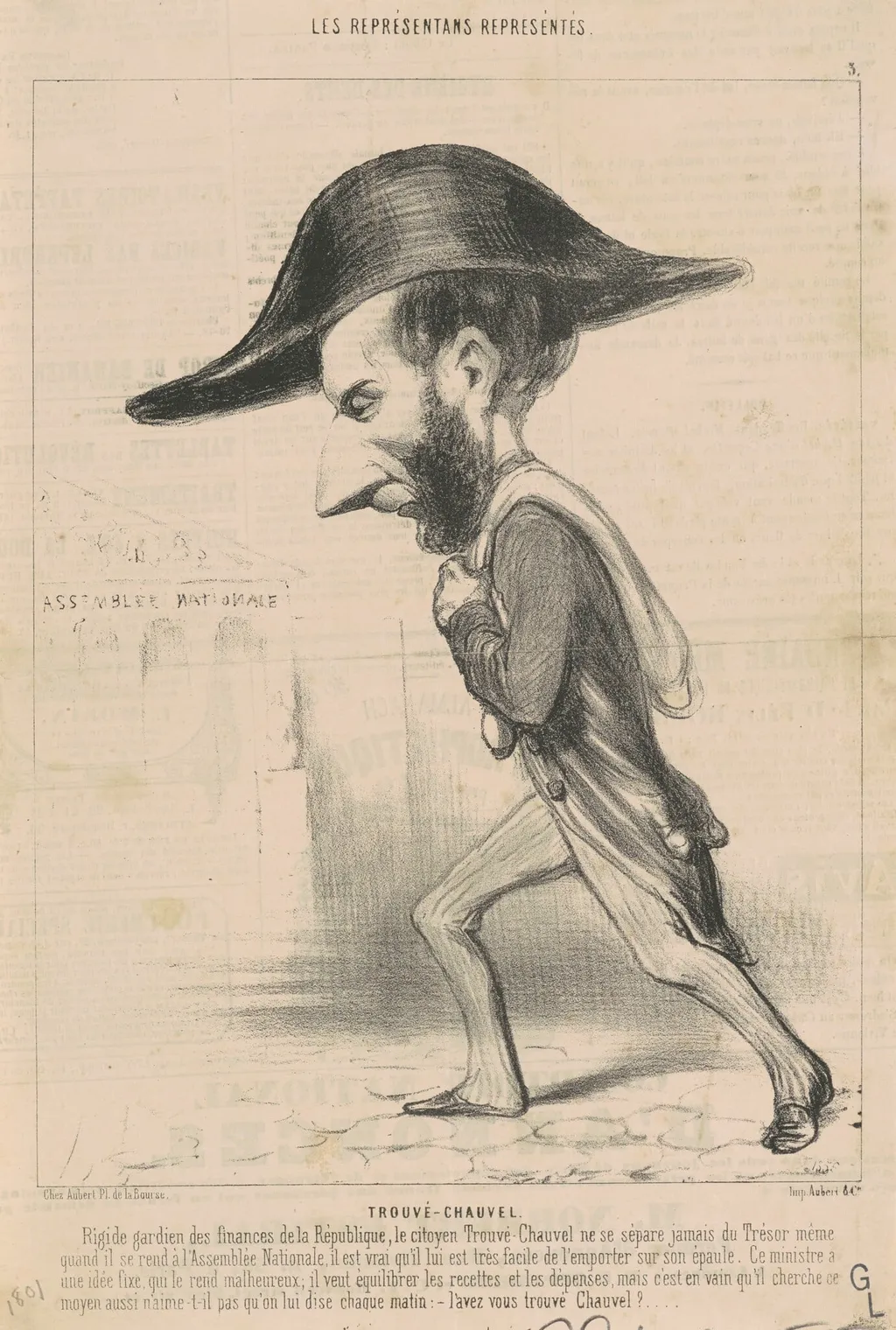 Ariste trouvé Chauvel, by Honoré Daumier, ink, 1848