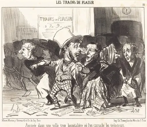 Arrivée dans une ville trop hospitalière..., by Honoré Daumier