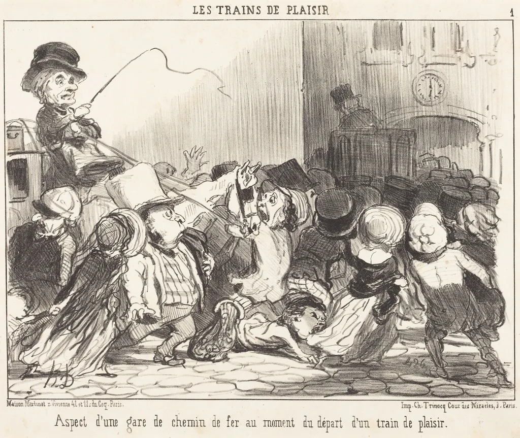 Aspect d'une gare de chemin de fer..., by Honoré Daumier, ink, 1852
