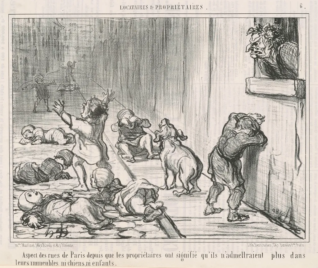 Aspect des rues de Paris depuis ..., by Honoré Daumier, ink, 1856