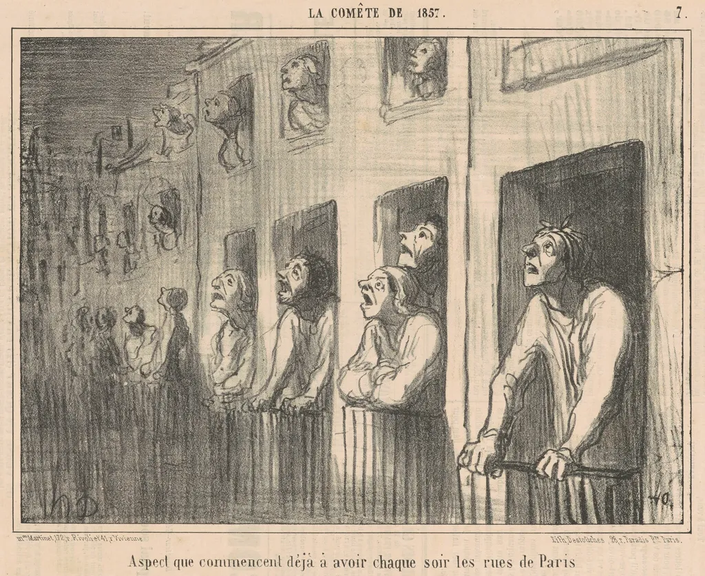 Aspect que commencent dèja a avoir ..., by Honoré Daumier, ink, 1857