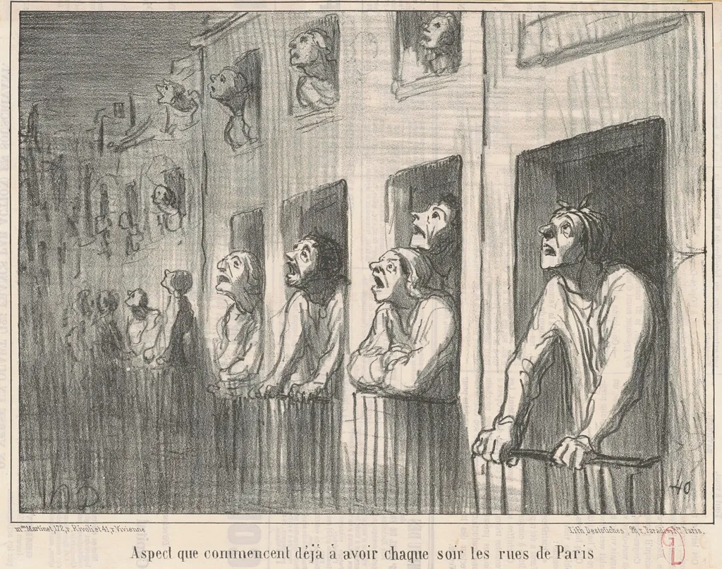 Aspect que commencent déja a avoir ..., by Honoré Daumier, ink, 1857