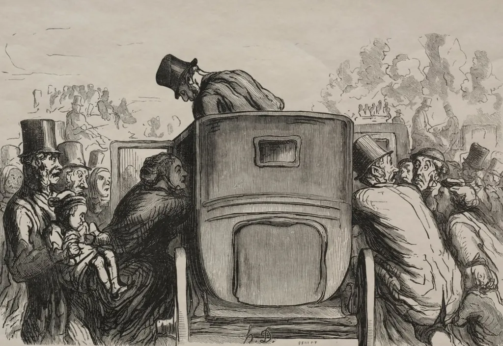 At the Universal Exhibition: The visitor will find all means of transportation desirable to return to his hotel., by Honoré Daumier, 1867