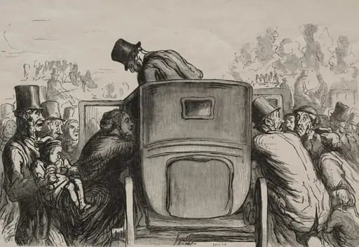 At the Universal Exhibition: The visitor will find all means of transportation desirable to return to his hotel., by Honoré Daumier